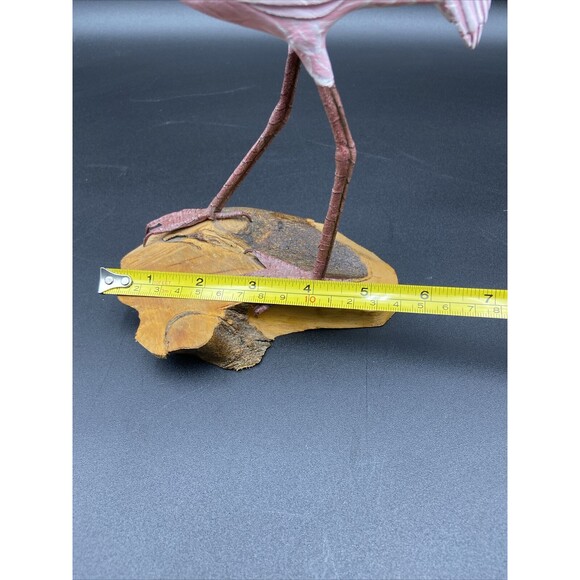 Pink Flamingo Carved & Painted 11 1/2" Sculpture Figure Made In Japan - Picture 9 of 15